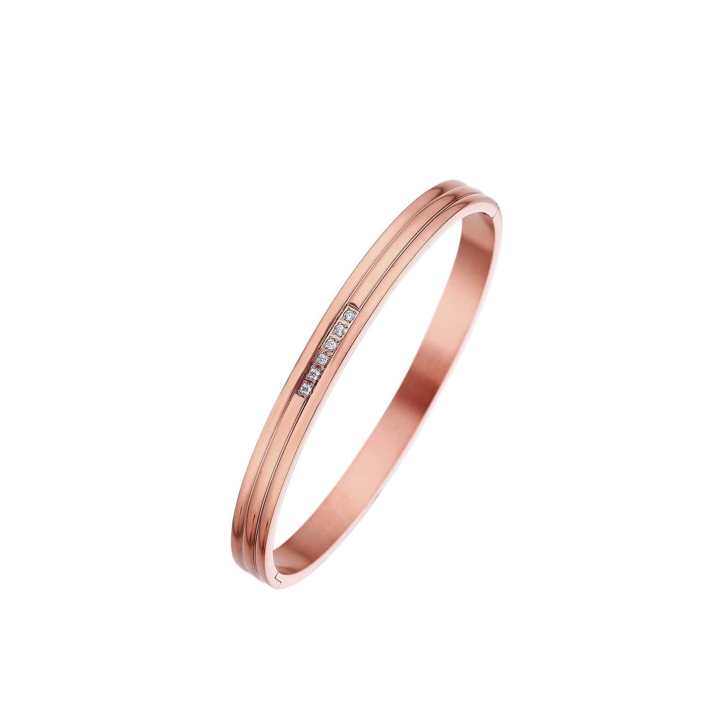 Bracelet en acier inoxydable plaqué or 18 carats avec zircon à trois couches