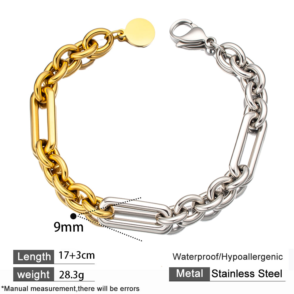 Dual Tone Titan Bracelet – 316 Stainless Steel, Silver & 18K Gold, Chunky & Polished
