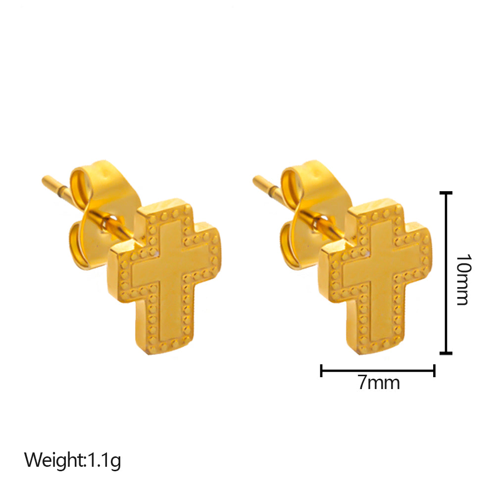 316 Stainless Steel 18K Gold Plated Small Cross Earrings | Delicate & Minimalist Jewelry