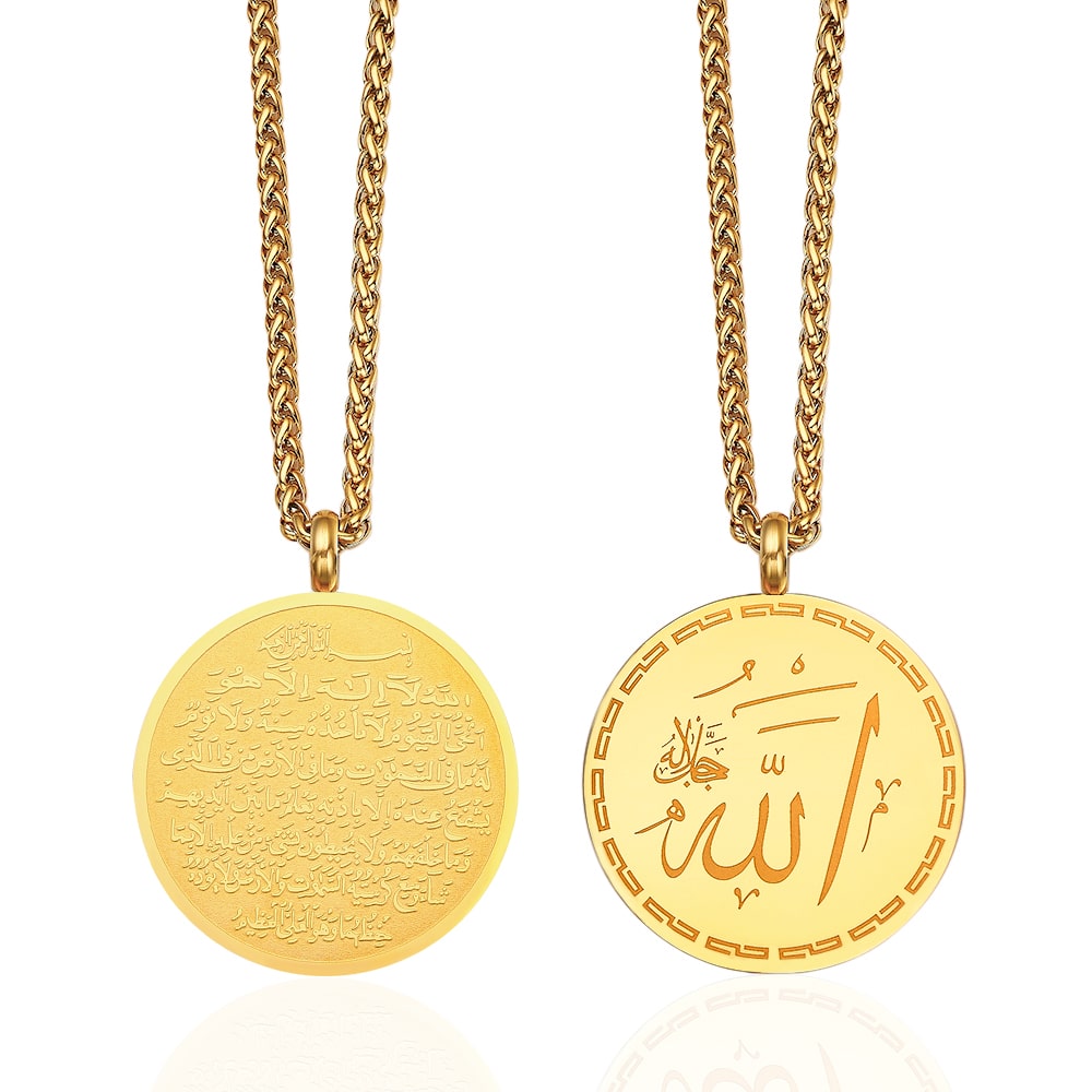 Collier pendentif art lettrage en acier inoxydable plaqué or 18 carats