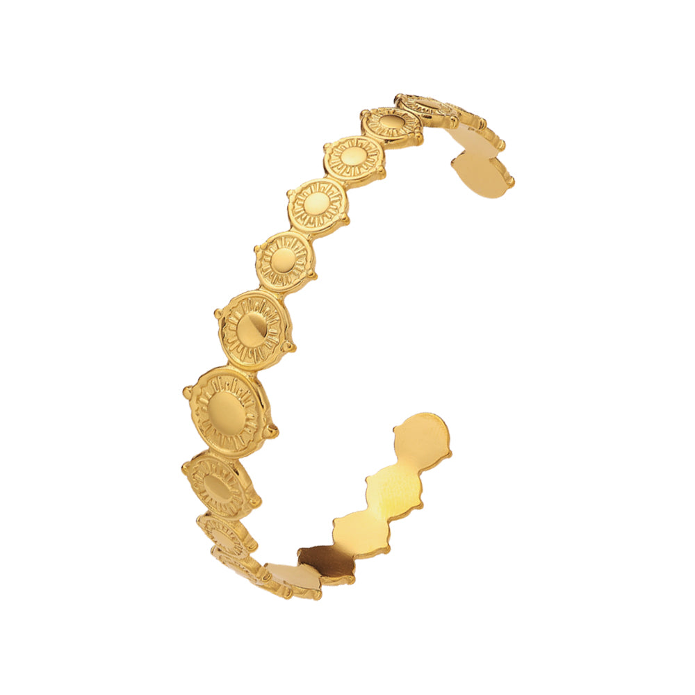 Bracelet ouvert en acier inoxydable plaqué or 18 carats