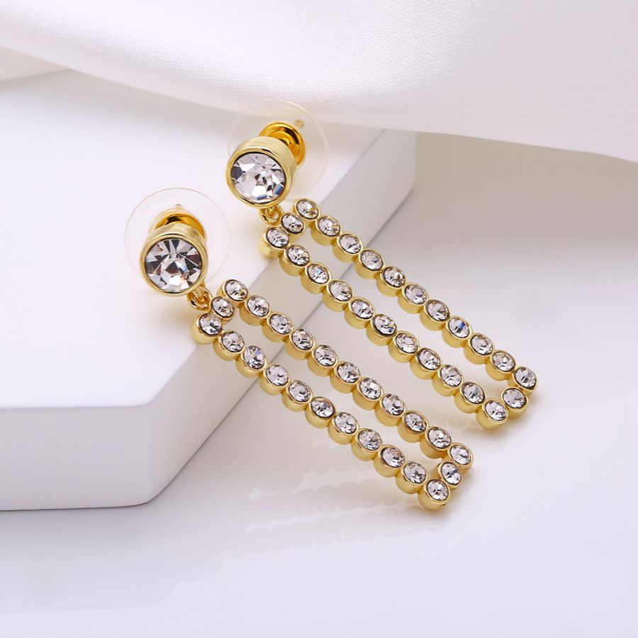 Classic brass 18k gold plated zircon earrings