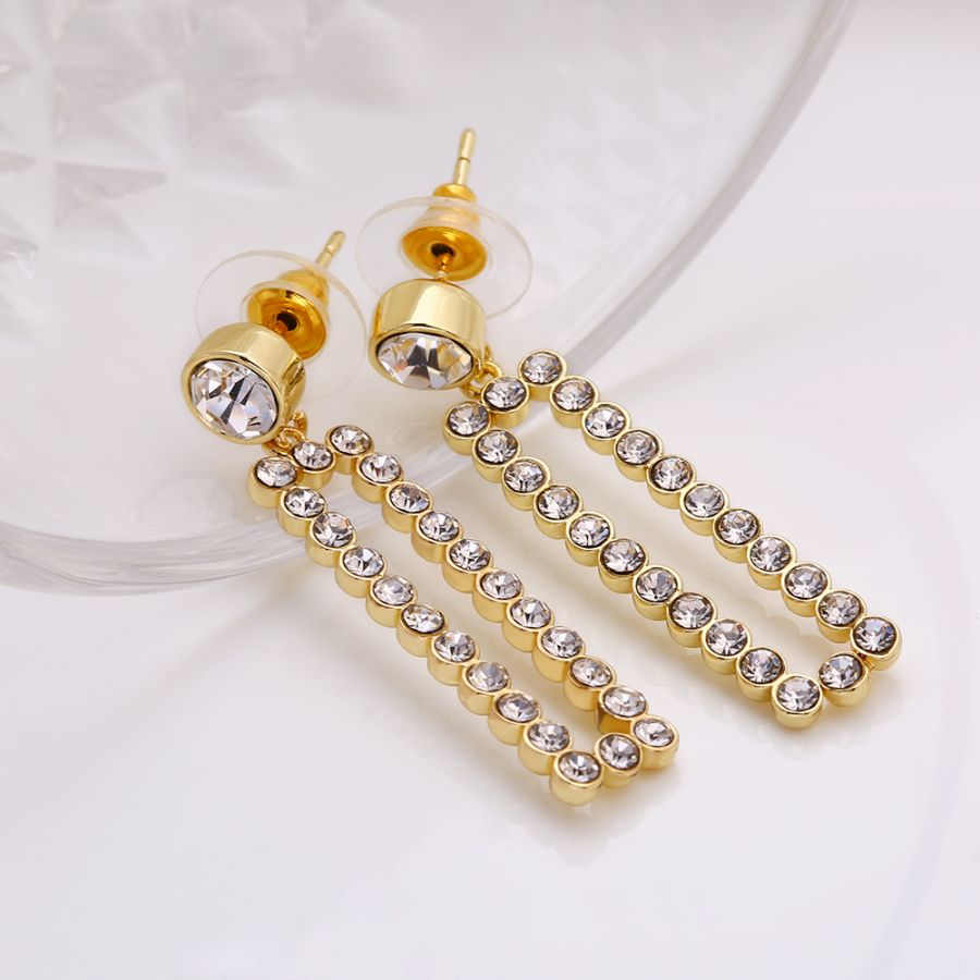 Classic brass 18k gold plated zircon earrings