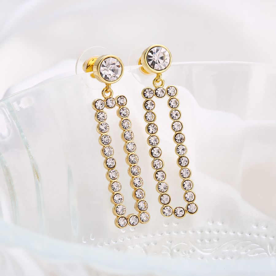 Classic brass 18k gold plated zircon earrings