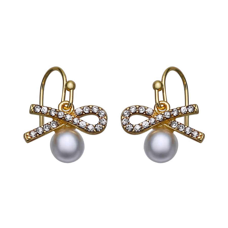 Classic brass 18k gold plated pearl zircon earrings