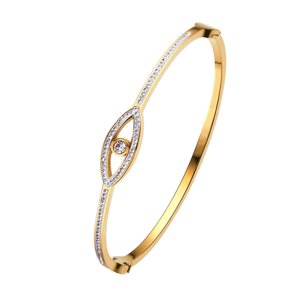 Edelstahl-Armreif mit 18 Karat Goldplattierung und Zirkonia