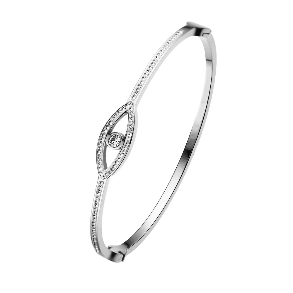 Edelstahl-Armreif mit 18 Karat Goldplattierung und Zirkonia