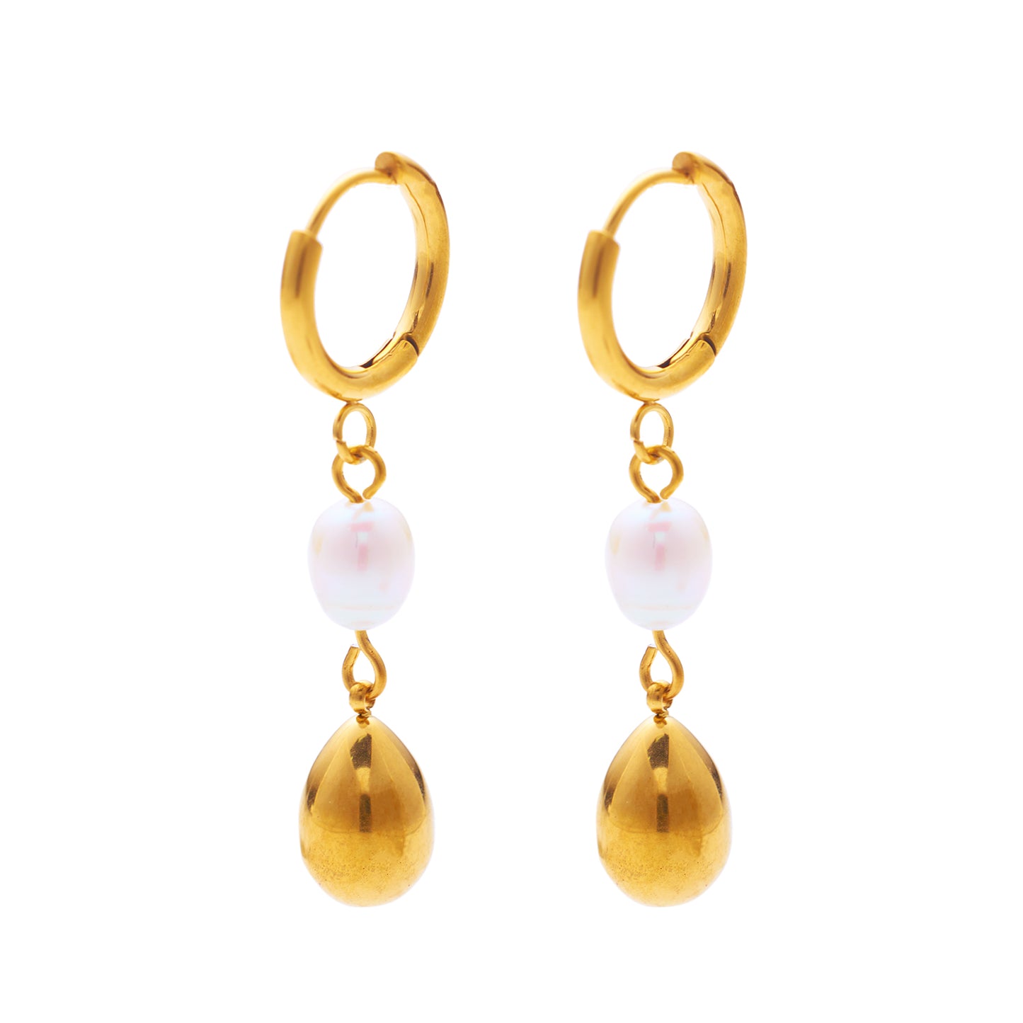 Pendant earrings in stainless steel plated 18K gold