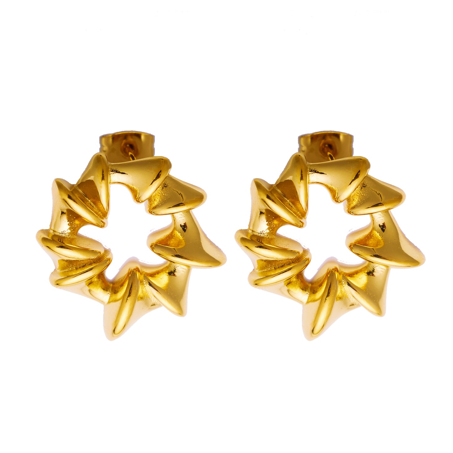 Stainless steel plated 18-karat gold earrings