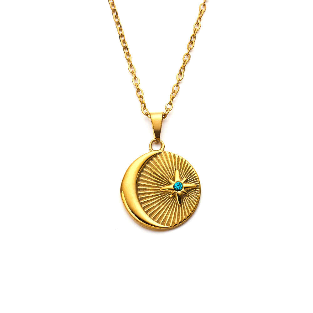 Collier lune 🌙étoile⭐ en acier inoxydable plaqué or 18 carats