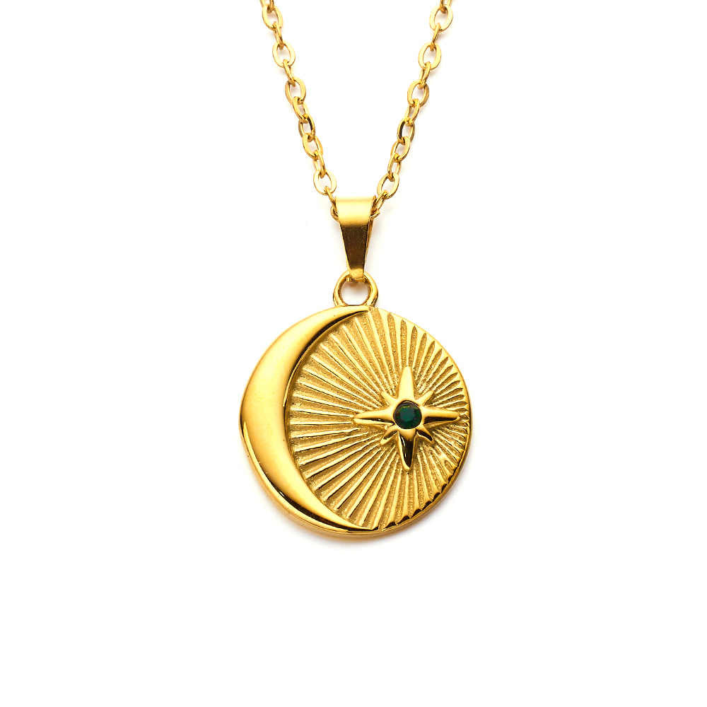 Collier lune 🌙étoile⭐ en acier inoxydable plaqué or 18 carats