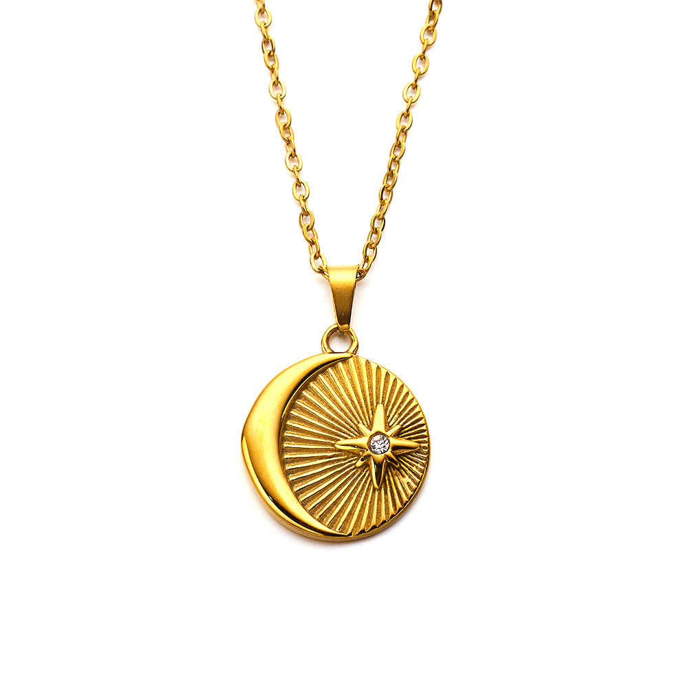 Collier lune 🌙étoile⭐ en acier inoxydable plaqué or 18 carats