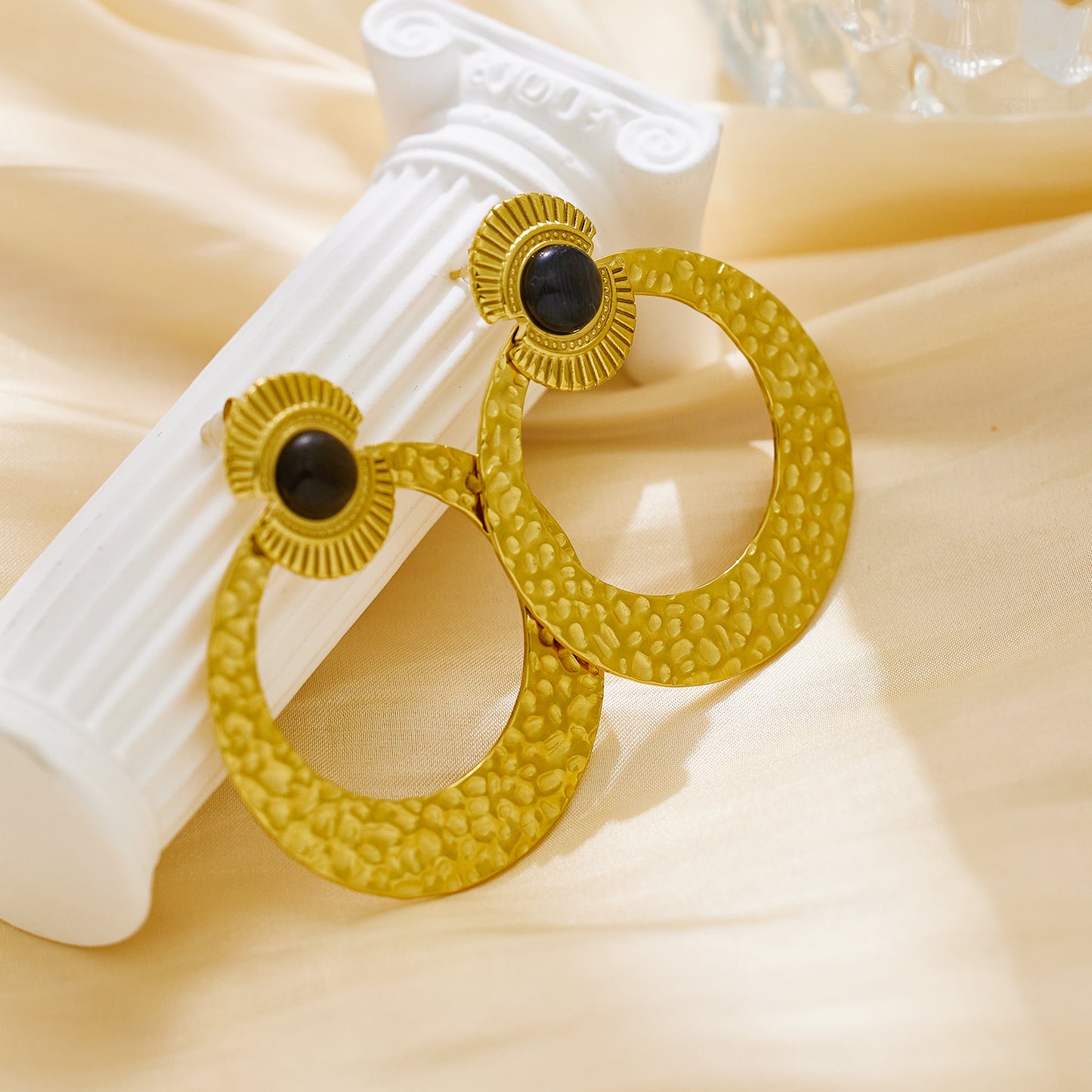 Stainless steel plated 18-karat gold hoop earrings