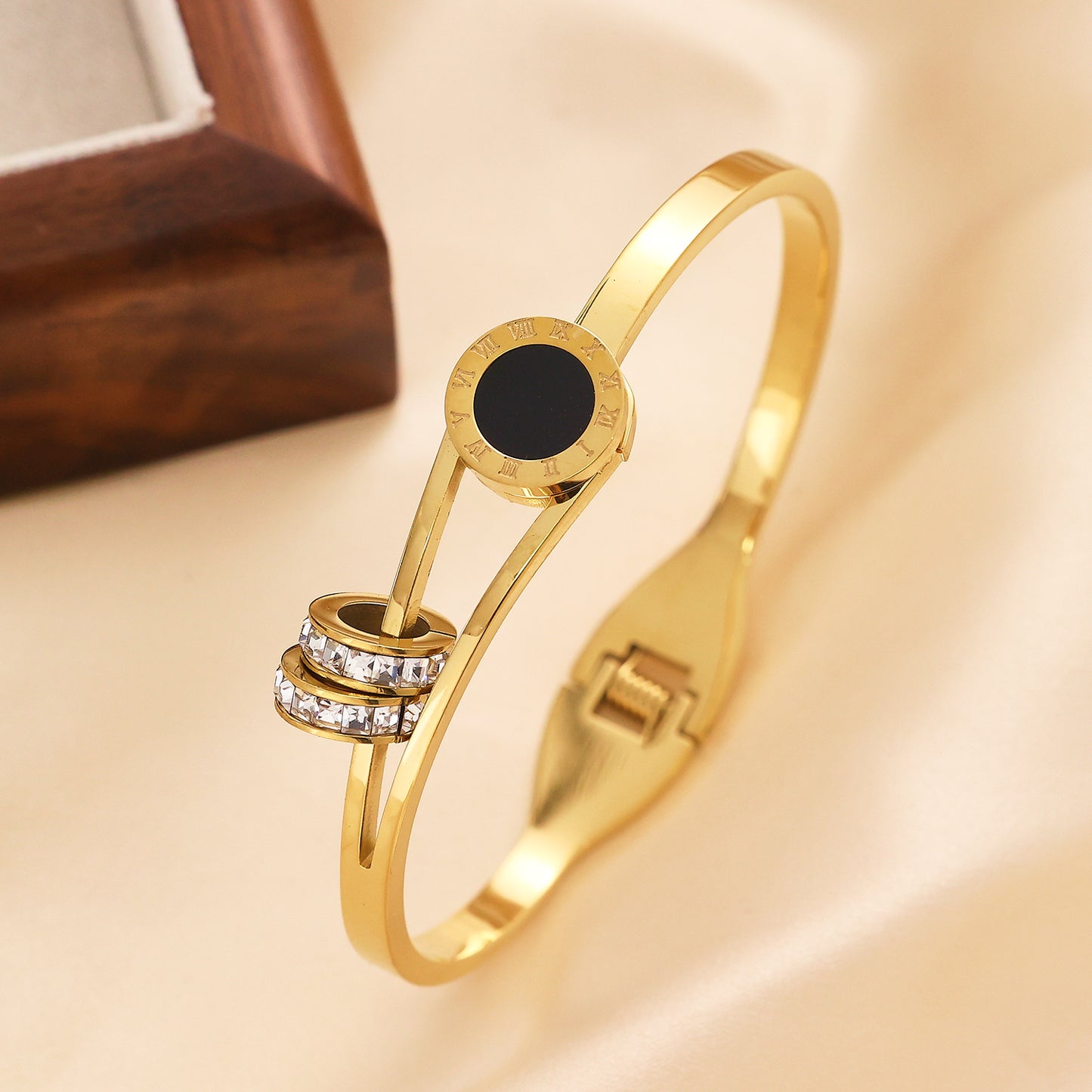 Edelstahl plattiertes 18K Gold Diamantarmband