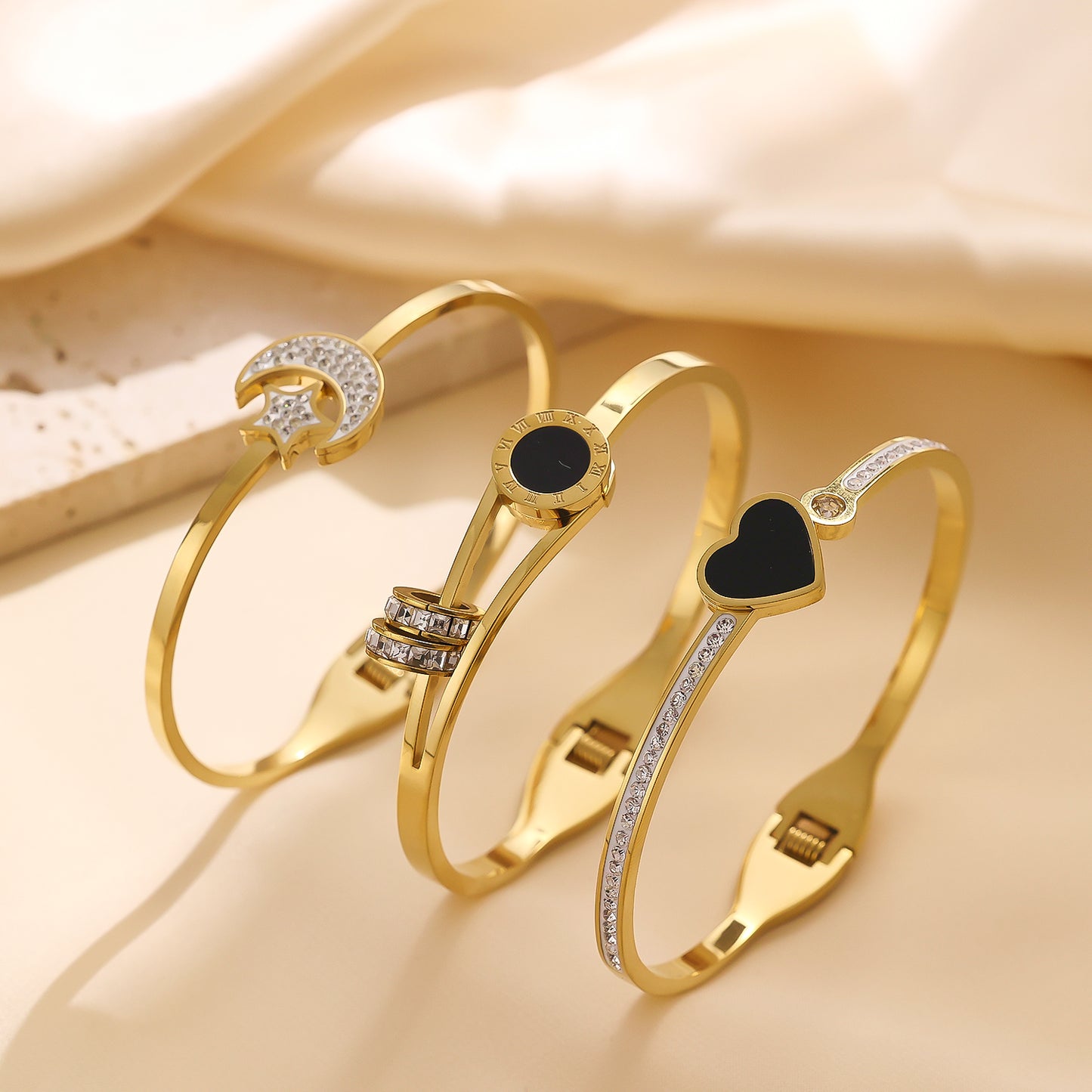 Edelstahl plattiertes 18K Gold Diamantarmband