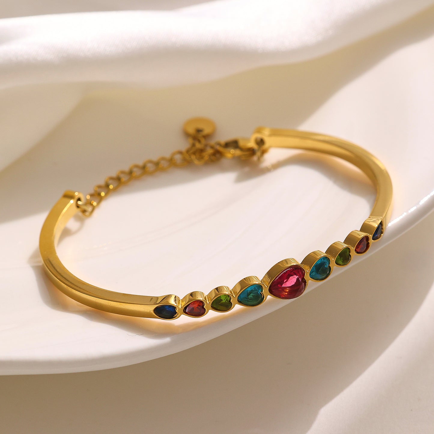 Edelstahlplattiertes 18 Karat Goldfarbenes Liebesarmband