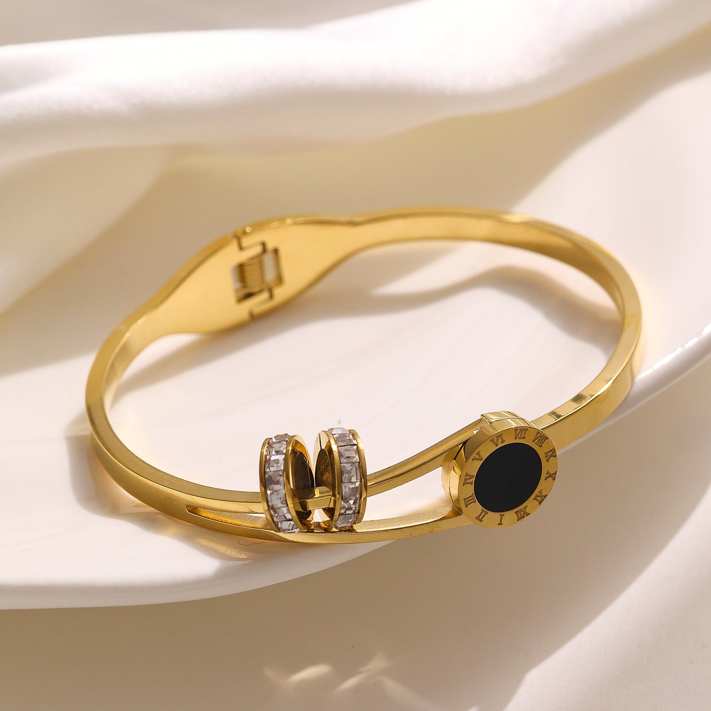 Edelstahl plattiertes 18K Gold Diamantarmband