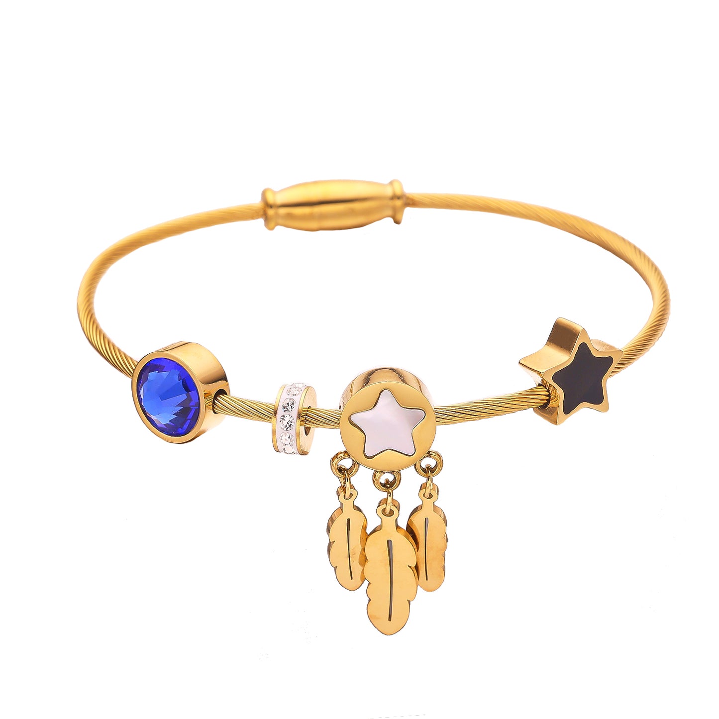 Stainless steel plated gold bracelet with 18K stars