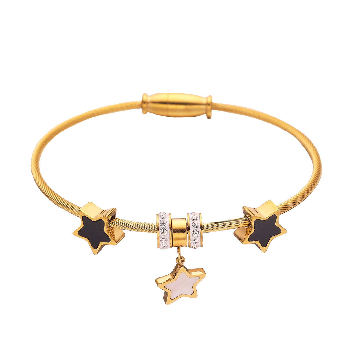 Stainless steel plated gold pendant bracelet (width 2mm Pendant 10mm)