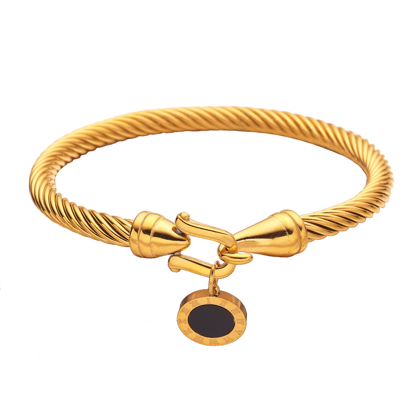 Edelstahlarmband mit 18 Karat Goldbeschichtung und Kordel