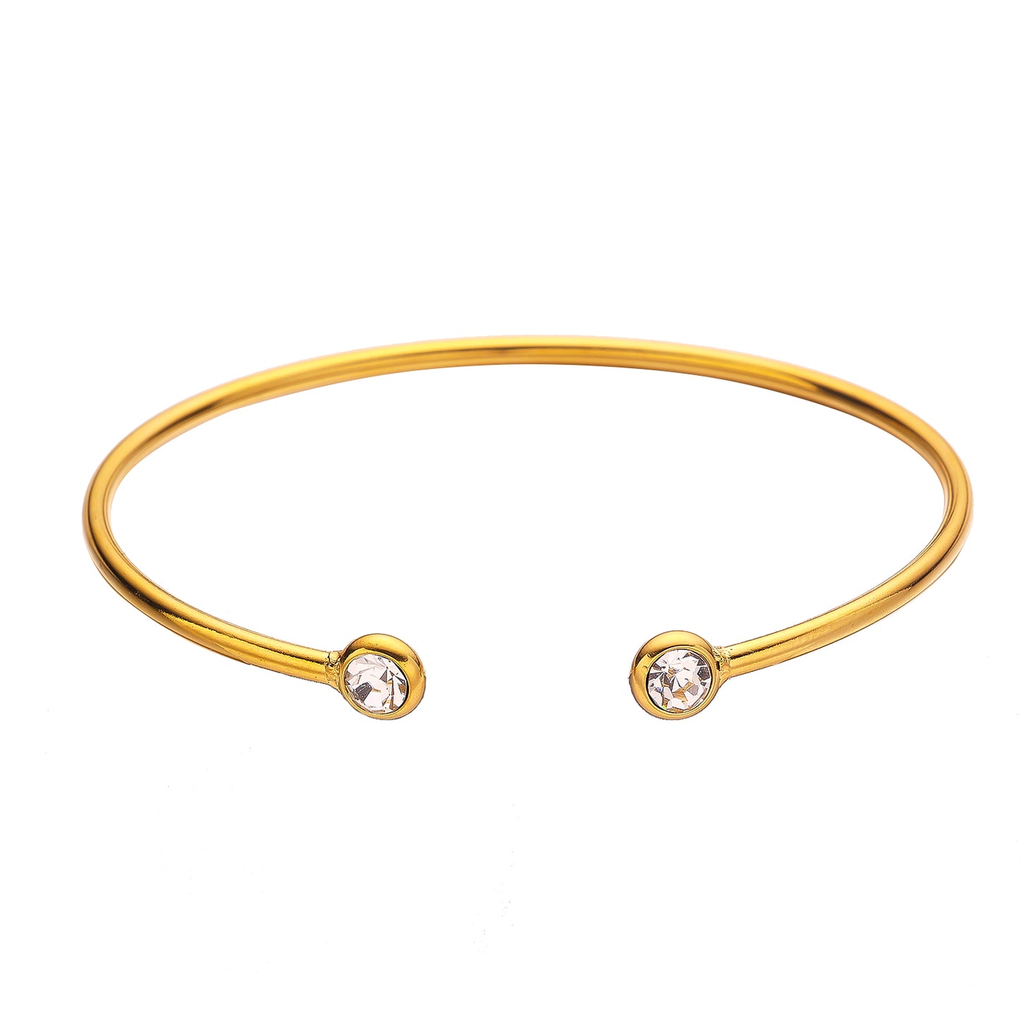 Bracelet à boucle semi-fermée à petits diamants plaqués acier inoxydable 18 carats