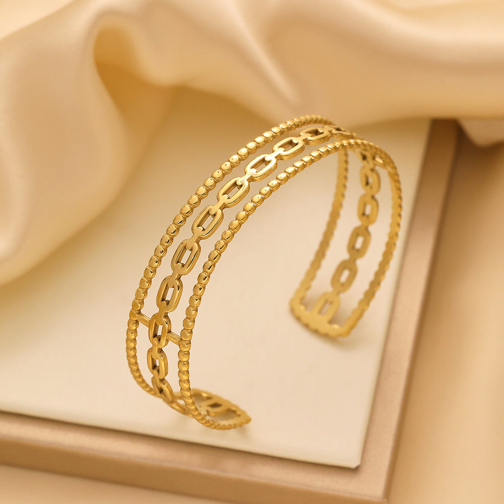 Bracelet en or à chaîne semi-fermée en plaqué or 18 carats et acier inoxydable