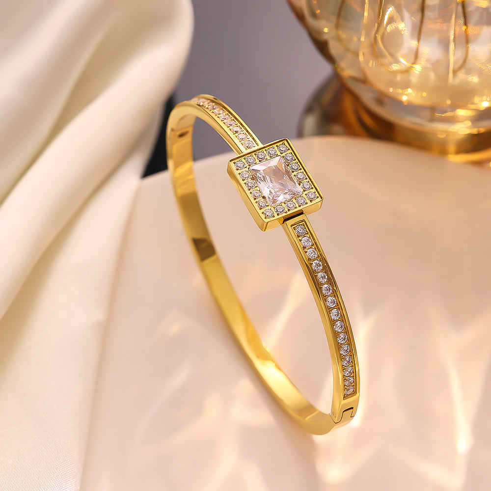Edelstahl plattiertes 18K Gold Diamantarmband