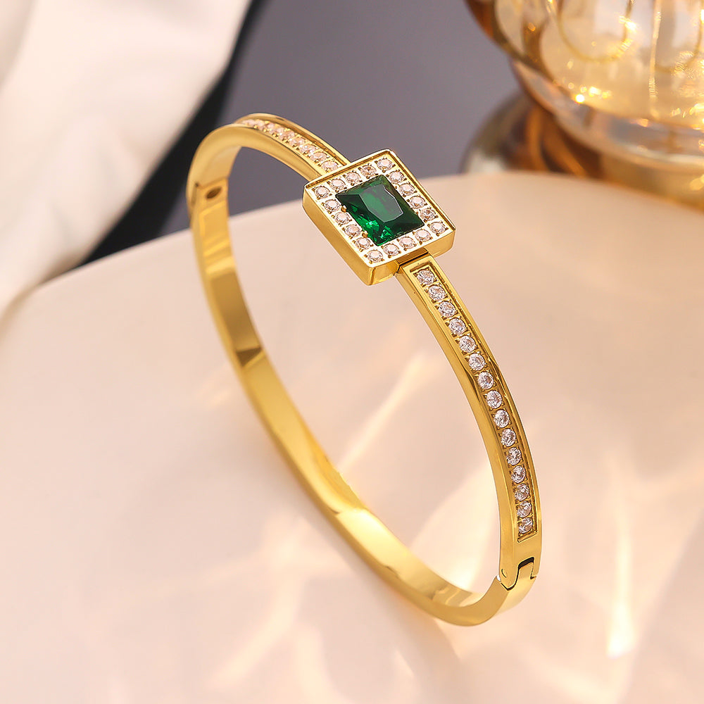 Edelstahl plattiertes 18K Gold Diamantarmband