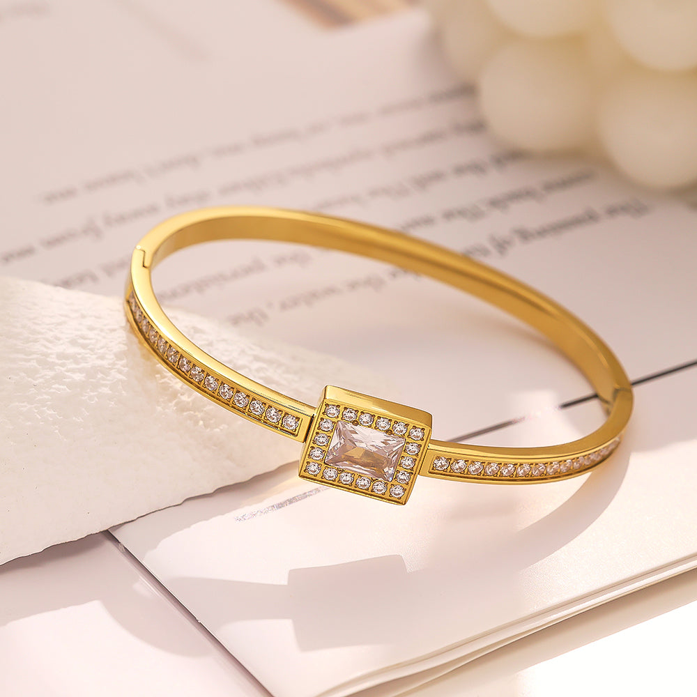 Edelstahl plattiertes 18K Gold Diamantarmband