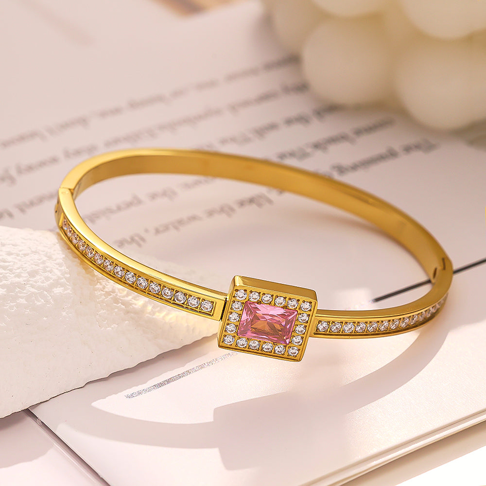 Edelstahl plattiertes 18K Gold Diamantarmband