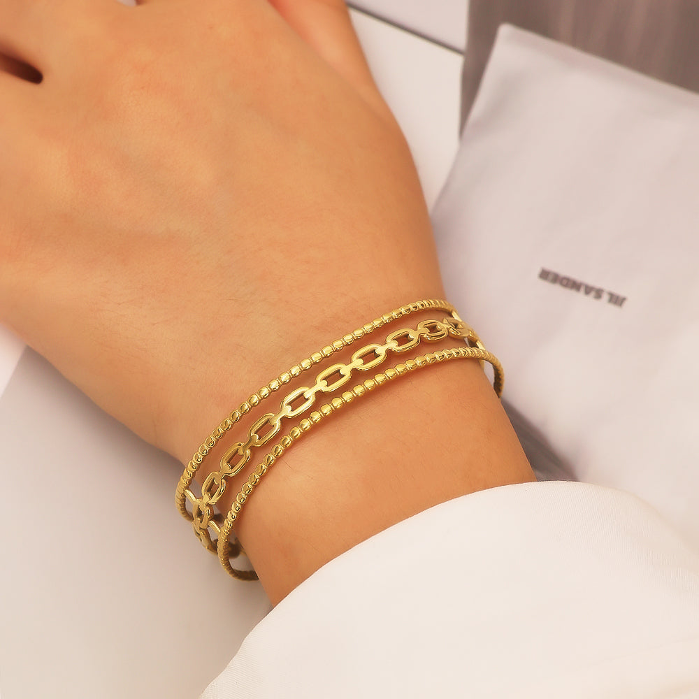 Bracelet en or à chaîne semi-fermée en plaqué or 18 carats et acier inoxydable