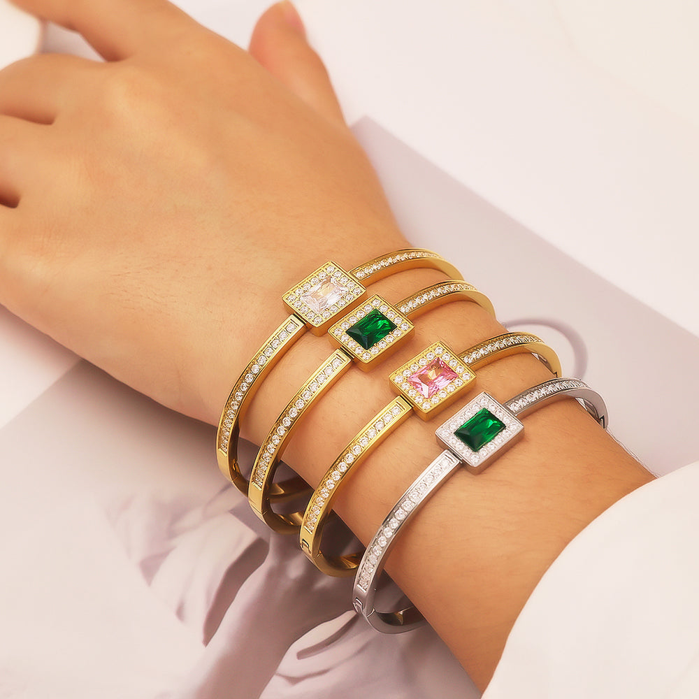 Edelstahl plattiertes 18K Gold Diamantarmband