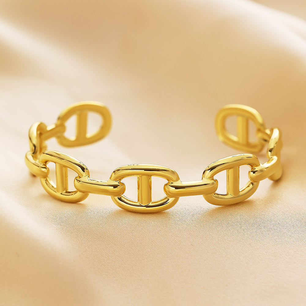 Bracelet chaîne semi-fermée en or 18 carats plaqué acier inoxydable
