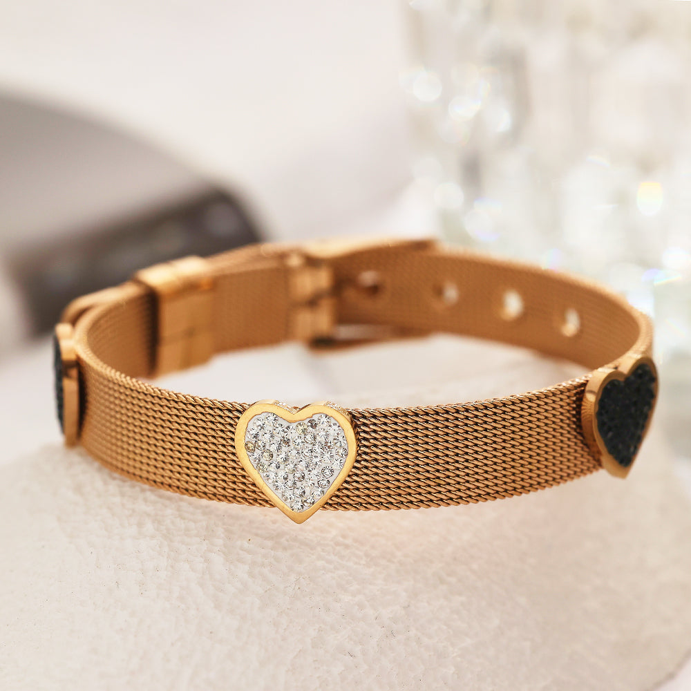 Bracelet tout-en-un avec bracelet de montre plaqué or 18 carats