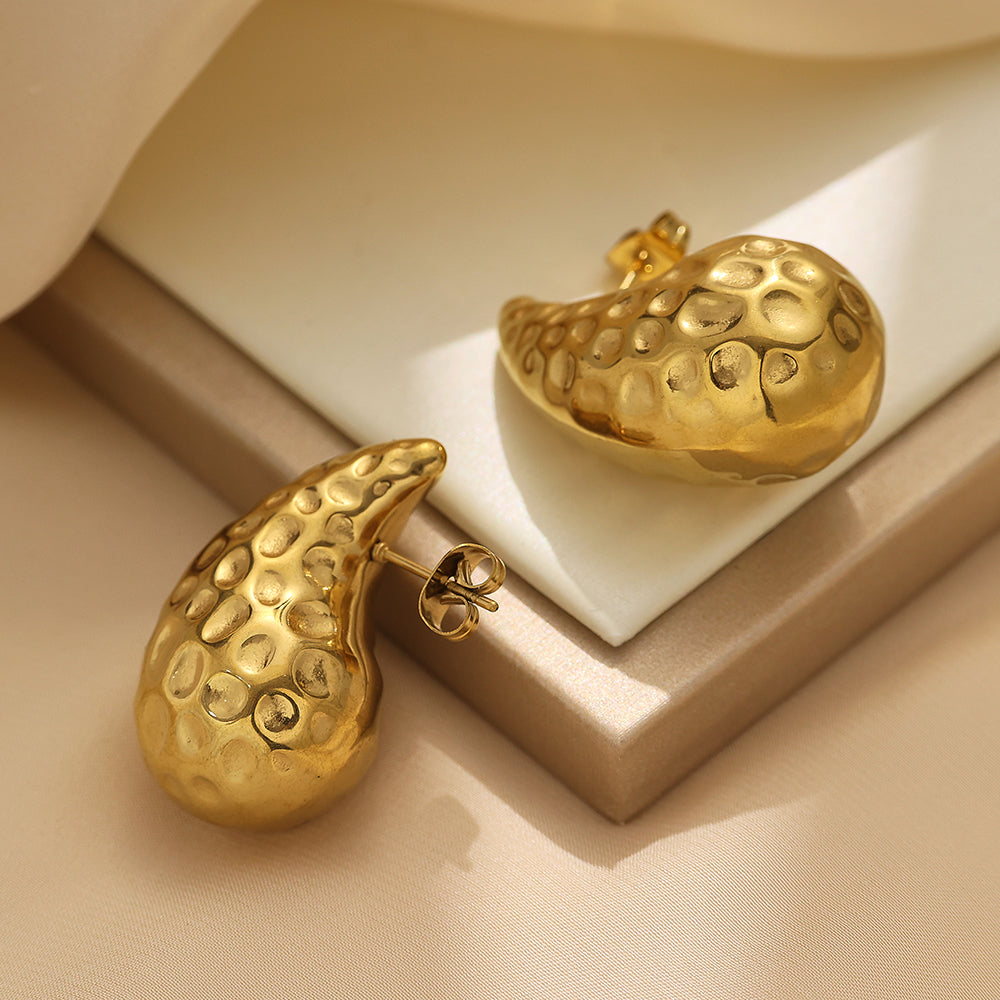 Stainless steel 18-karat gold dip drop earrings