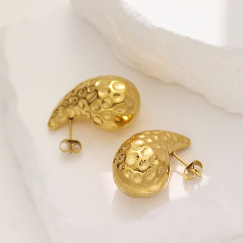 Stainless steel 18-karat gold dip drop earrings