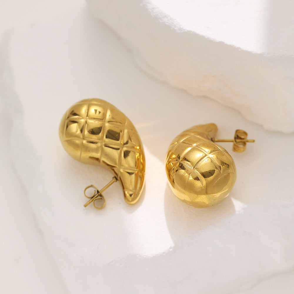 Boucles d'oreilles pendantes à rayures en plaqué or 18 carats et acier inoxydable