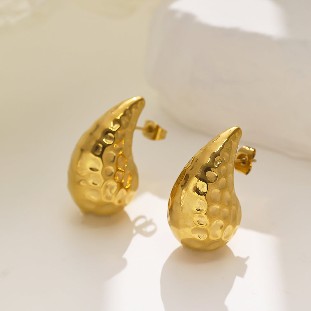 Stainless steel 18-karat gold dip drop earrings