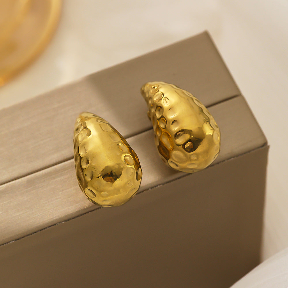 Stainless steel 18-karat gold dip drop earrings