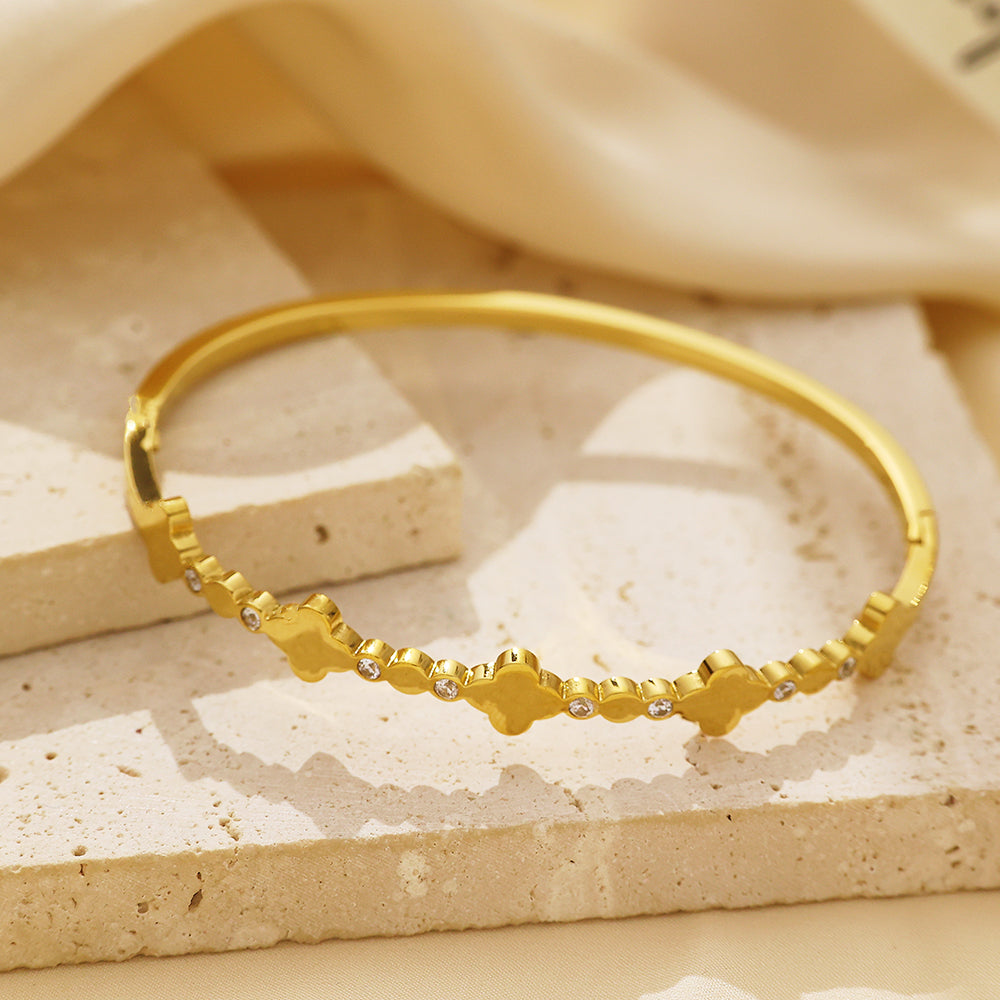 Stainless steel plated 18K gold high grade micro-diamond bracelet