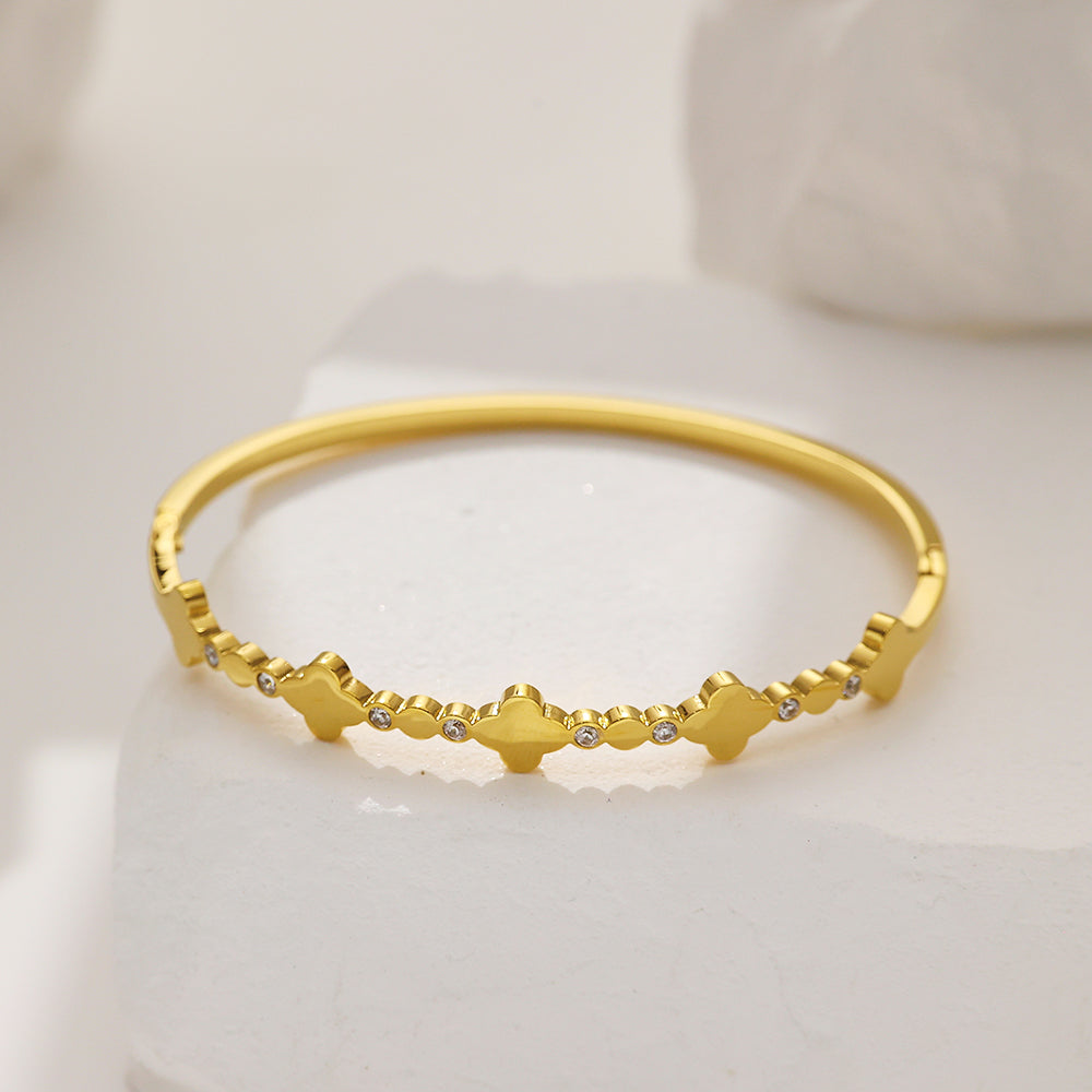 Stainless steel plated 18K gold high grade micro-diamond bracelet