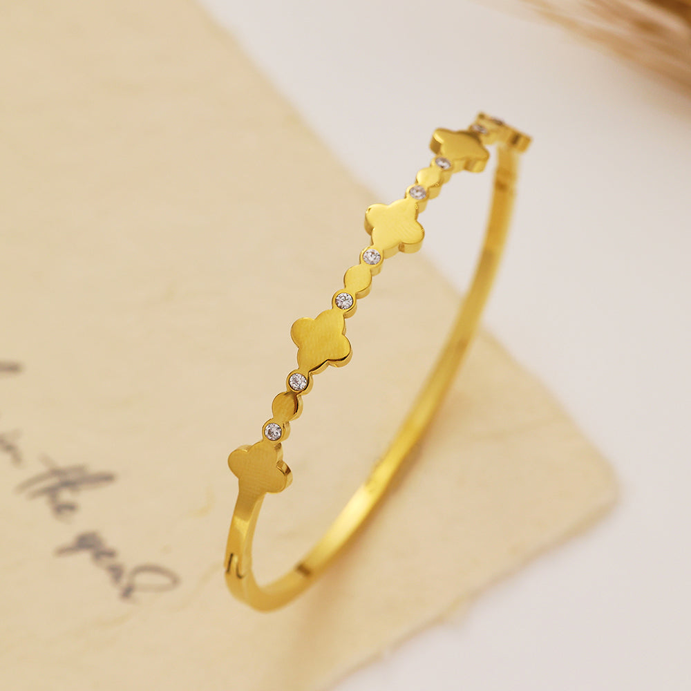 Stainless steel plated 18K gold high grade micro-diamond bracelet