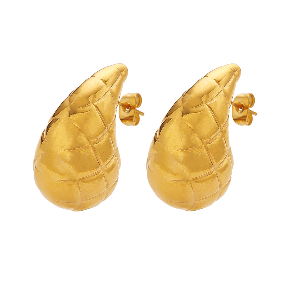 Boucles d'oreilles pendantes à rayures en plaqué or 18 carats et acier inoxydable