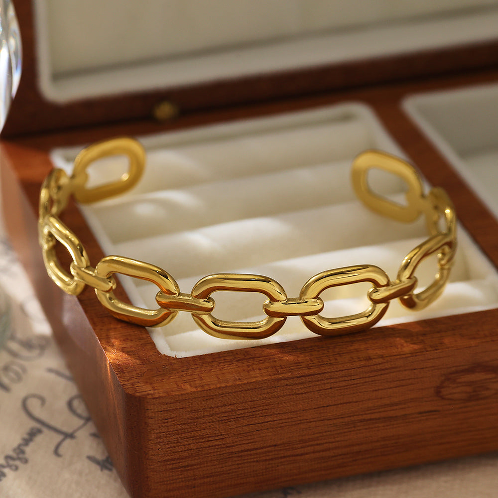 Bracelet chaîne semi-fermée en or 18 carats plaqué acier inoxydable