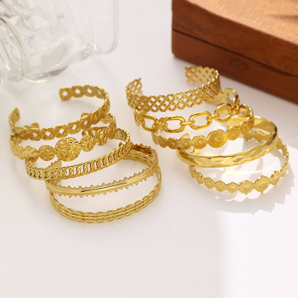 Bracelet chaîne semi-fermée en or 18 carats plaqué acier inoxydable