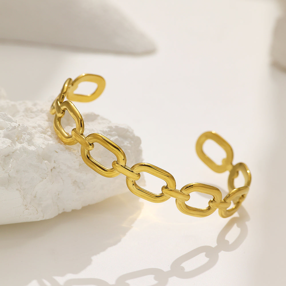 Bracelet chaîne semi-fermée en or 18 carats plaqué acier inoxydable