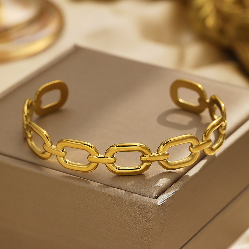 Bracelet chaîne semi-fermée en or 18 carats plaqué acier inoxydable