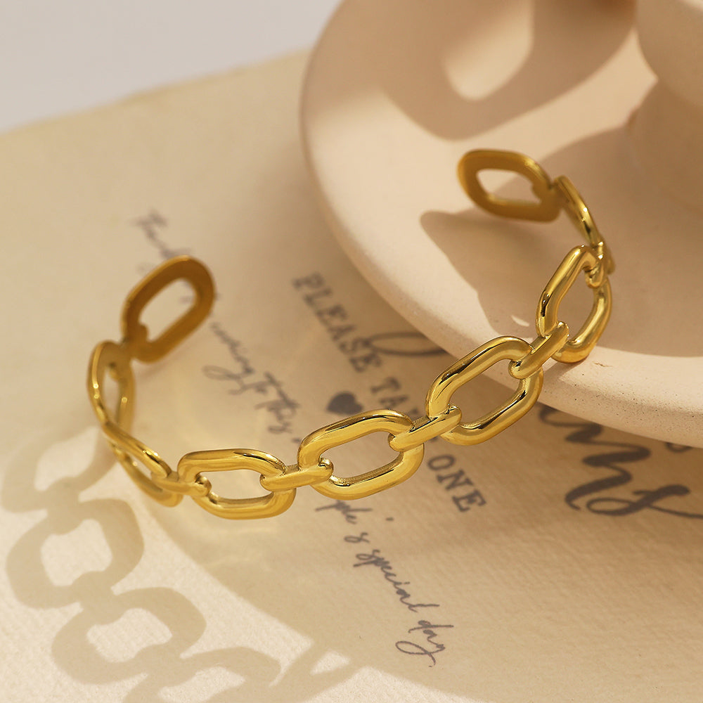 Bracelet chaîne semi-fermée en or 18 carats plaqué acier inoxydable