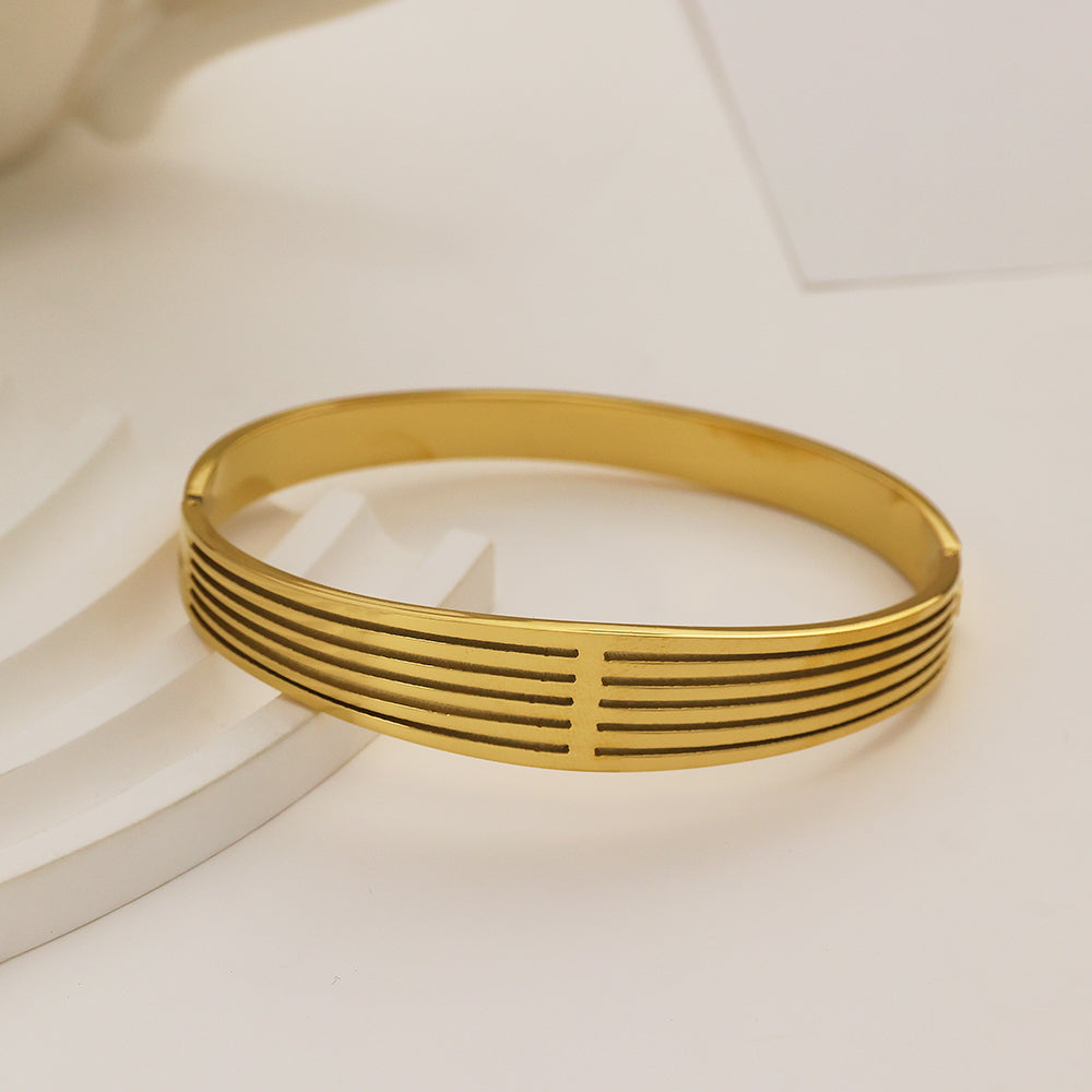Stainless steel plated 18-karat gold stripe gold bracelet