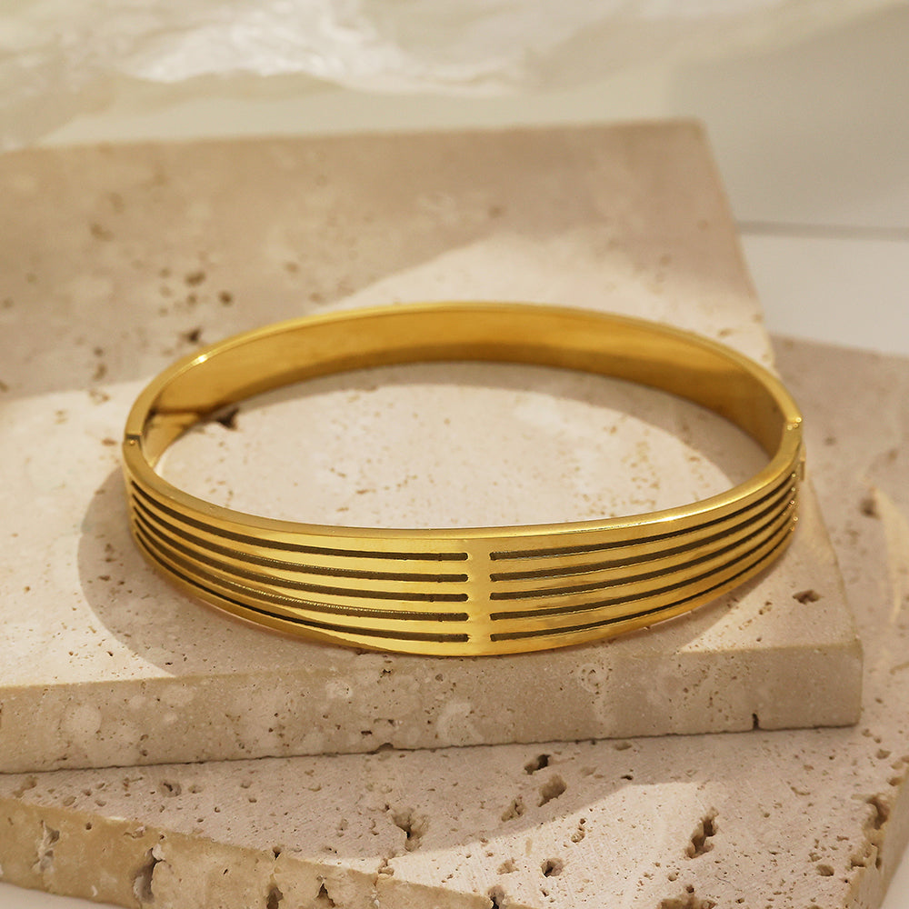 Stainless steel plated 18-karat gold stripe gold bracelet
